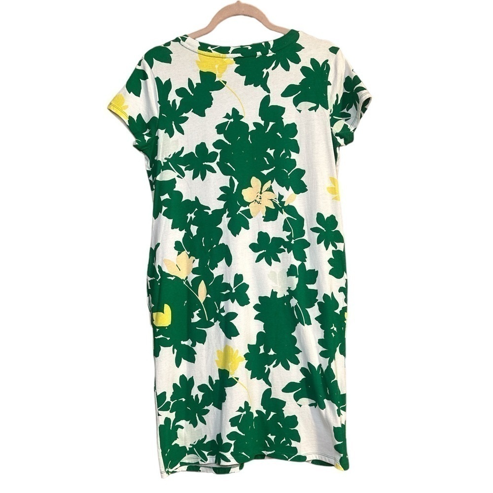 Liz Claiborne Scoop neck short sleeve 100%Cotton Shift Dress White & Kelly Green - Picture 2 of 8
